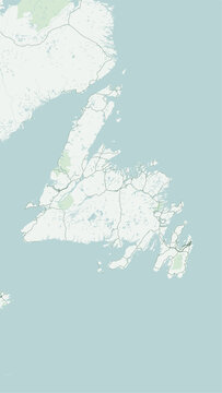 Modern minimalist vector map of St. John's, Newfoundland, Canada. High-quality scalable illustration of St. John's city grid, historic harbour waterfront, The Narrows fjord for posters and design.