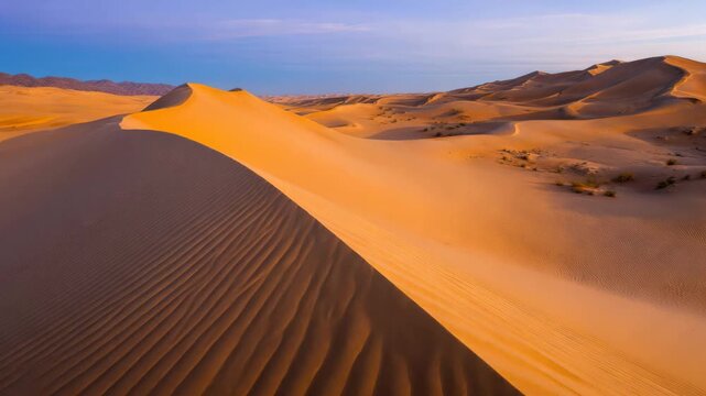 Sand Dunes Landscape at Sunset in California, USA. Desert Scenery and Nature Background