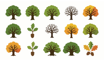 Beautiful oak tree icon vector set for nature apps and websites EPS 10 illustration © Md