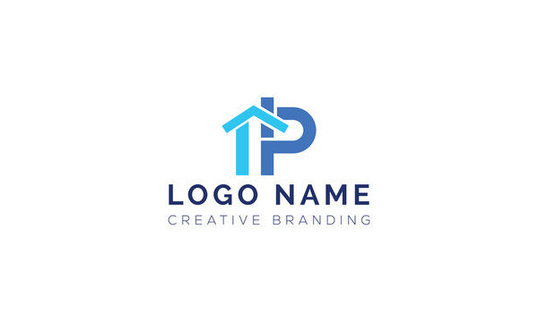 Abstract letter p and upward arrow growth logo design with geometric, abstract