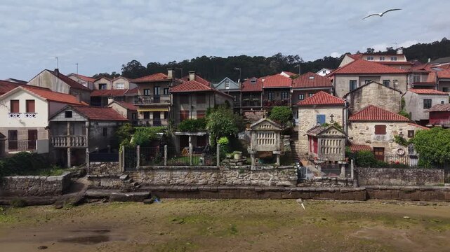 Combarro village displaying traditional architecture along the coast of pontevedra, spain