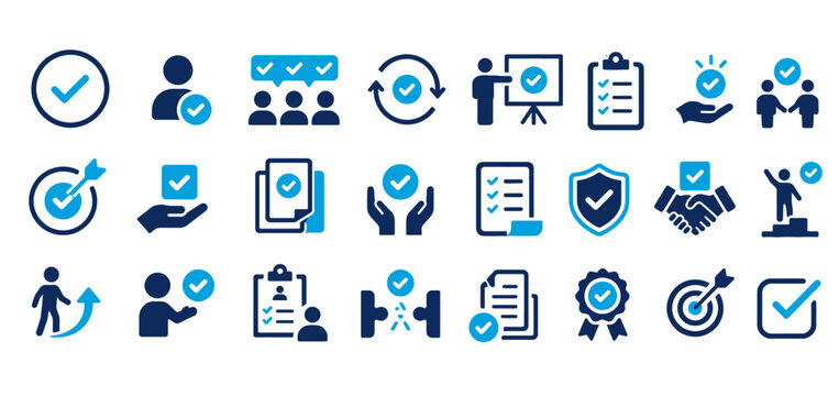 Corporate business communication and collaborative teamwork project management icons highlighting meeting workflow.