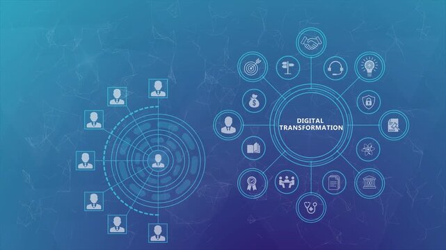 Digital Transformation Animation with Smart Enterprise Workflow and Connected Technology Systems