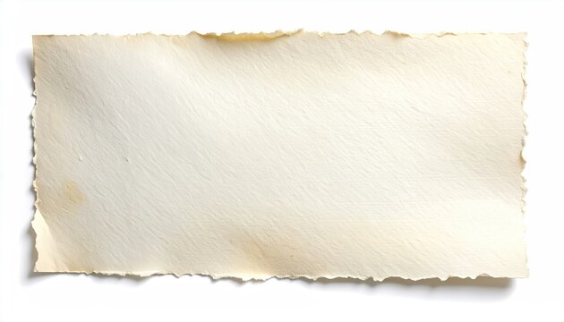 Aged, torn paper with rough edges and subtle texture, casting a shadow
