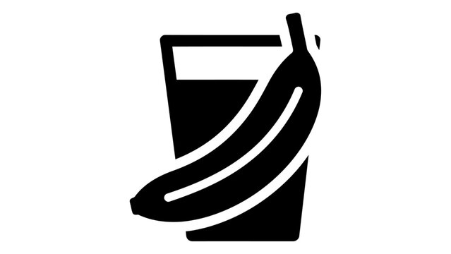 Banana juice icon, vector illustration of a glass of fruit drink with a banana, healthy beverage symbol isolated on whit