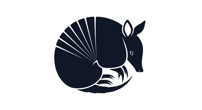 Black silhouette of a kangaroo curled.