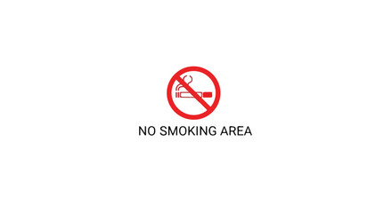 Clean flat-style vector poster displaying a “No Smoking Area” message, featuring a striking red icon, minimal typography design, open white space, and a contemporary minimalist composition. © ErriawanDharma
