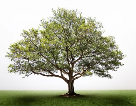 tree in isolation against a clean white background calm solitary