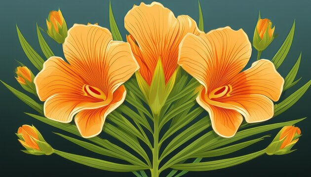 unique shape of the cascabela thevetia flower with prominent orange color flowers flower