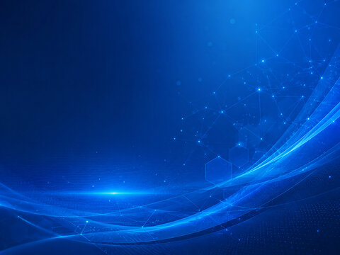 Fondo abstracto azul tecnol&oacute;gico con red digital futurista