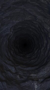 Falling into the void. Realistic CGI.