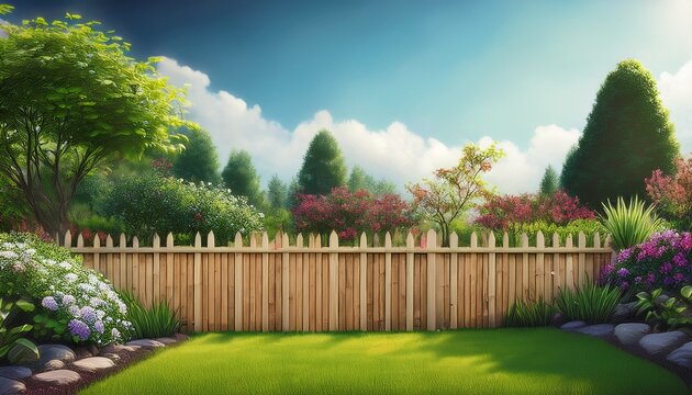 natural garden scene with composite fence texture background