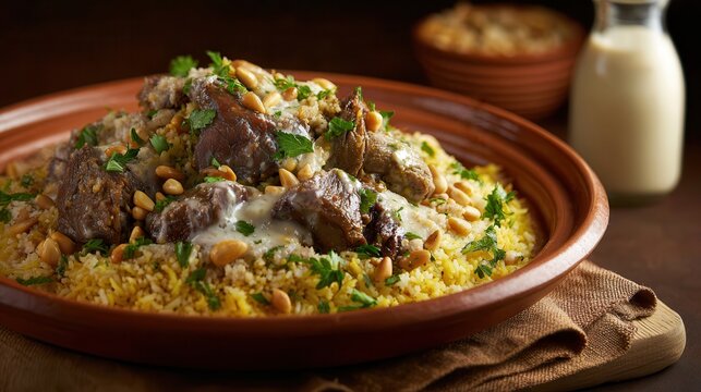 Mansaf Lamb and Rice Served in Bowl