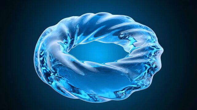 Abstract blue glowing torus shape on a dark background