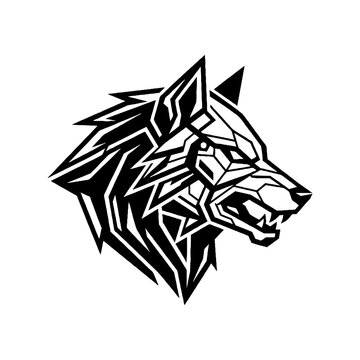 Stylized Geometric Wolf Head Mascot Vector Illustration.