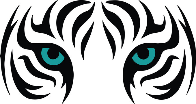 tiger face vector stripe pattern turquoise eye illustration