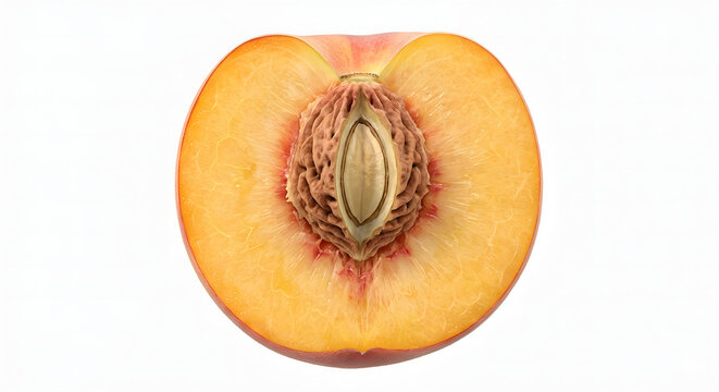 Detailed Botanical Anatomy of a Drupe Fruit Cross-Section Showing Exocarp, Mesocarp, and Endocarp