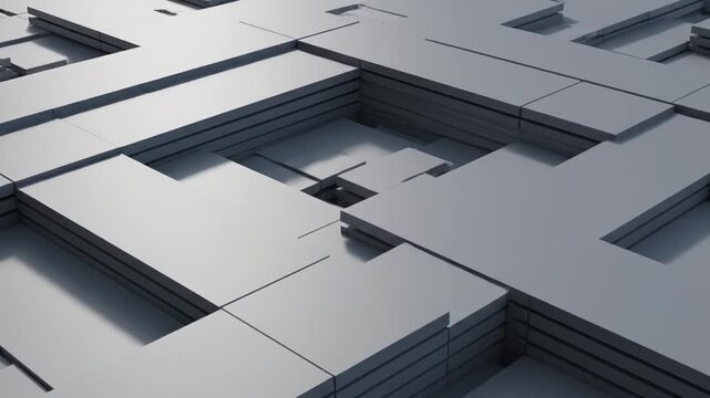 Abstract silver 3D grid background with a deep central void