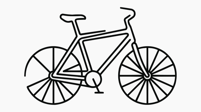 Minimalist Bicycle Outline: A clean, line-art illustration of a modern bicycle, showcasing its frame, wheels, and handlebars in a simple, graphic style.