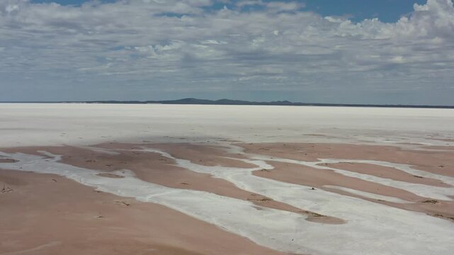 View over the huge Salt Lake to the Hill Range, Lake Deborah, Outback, Video, Western Australia