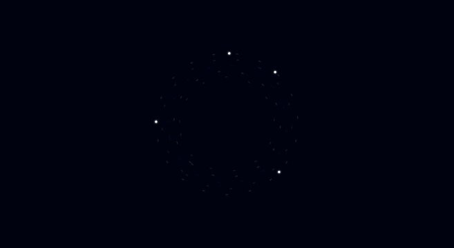Minimalist loading spinner animation with rotating animation white dots on black