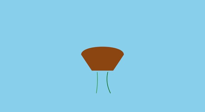 Minimalist mushroom animation on blue animation background for