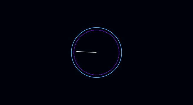 Minimalist neon clock timer interface animation for digital ui animation