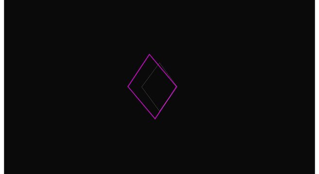 Minimalist neon diamond shape pulsing animation on animation black background