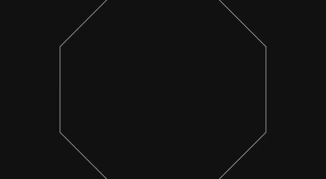 Minimalist octagon shape animation pulsing on dark animation background loop