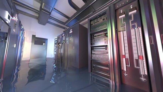 サーバールーム　3DCGレンダリング