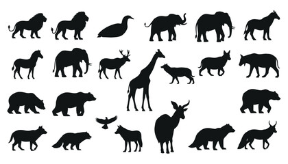 Obraz premium Wild Animal Silhouette SVG Bundle | Safari Wildlife Icons Design for T-Shirts & POD