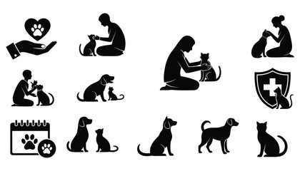 Fototapeta premium Pet Care Icons SVG Bundle | Animal Rescue and Veterinary Silhouette Design for T-Shirts & POD