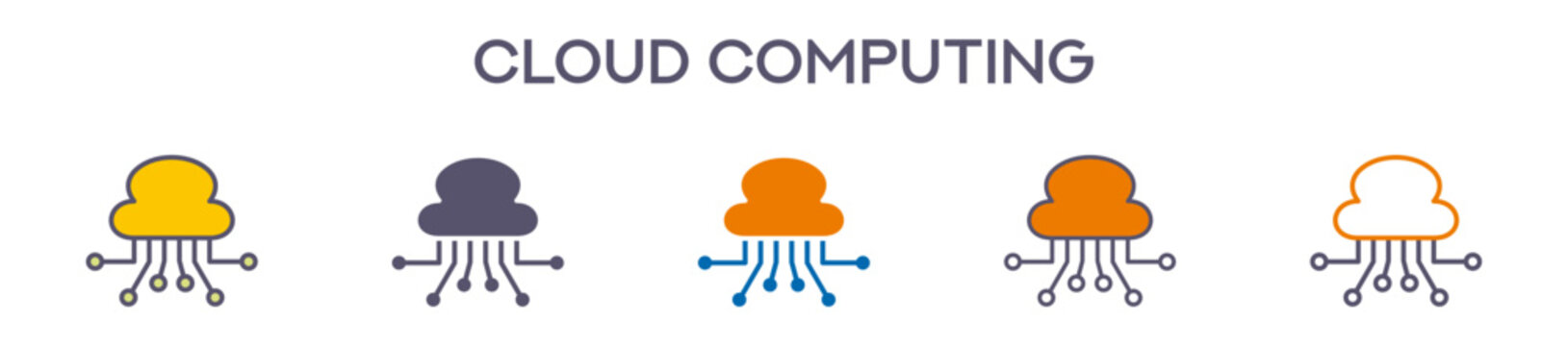 Cloud Computing Element For Design Graphic - Multi Styles. Vector Illustration Of Two Colored And Black. Multiple Icons Designs Can Be Used For Mobile, Ui, Web 