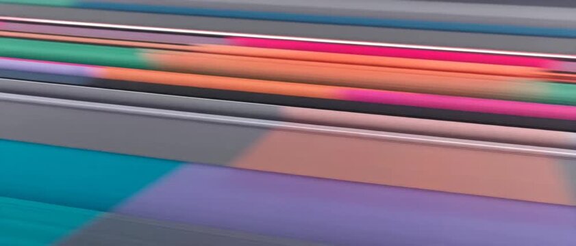 Generative AI, Abstract colorful geometric speed lines and metallic strips moving fast loop