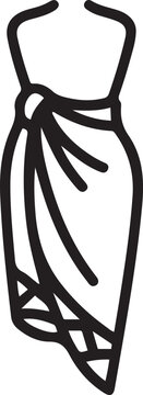 The use of sarongs is very wide. one line art icon drawing vector