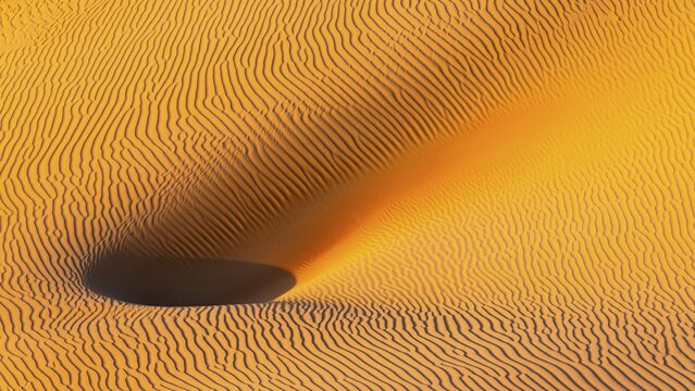 Wind-sculpted sand structure in the Rub al Khali desert, Dhofar province, Arabian Peninsula, Sultanate of Oman