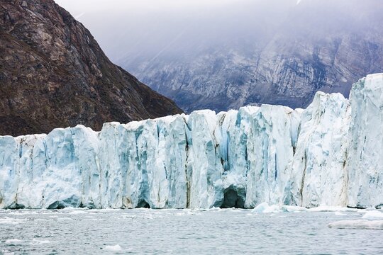 Glacier collapse in Harefjord, Scoresbysund, East Greenland, Greenland