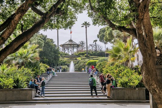 Staircase to Villa Bellini Park, Catania, East Coast, Sicily, Italy