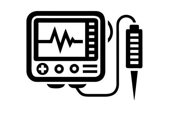 defibrillator medical silhouette illustration for healthcare emergency rescue and cardiac support design