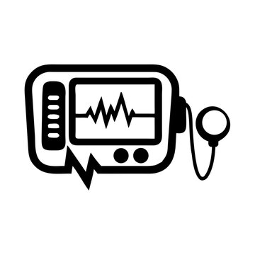 defibrillator medical icon silhouette illustration for healthcare emergency rescue and cardiac support design