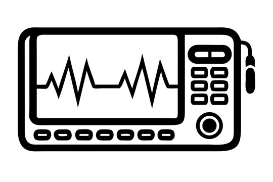 ecg machine medical silhouette illustration for healthcare monitoring diagnosis and cardiac care design