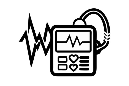 defibrillator medical silhouette illustration for healthcare emergency rescue and cardiac support design