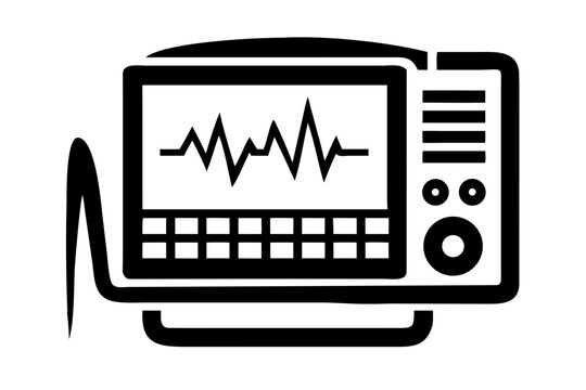ecg machine medical silhouette illustration for healthcare monitoring diagnosis and cardiac care design