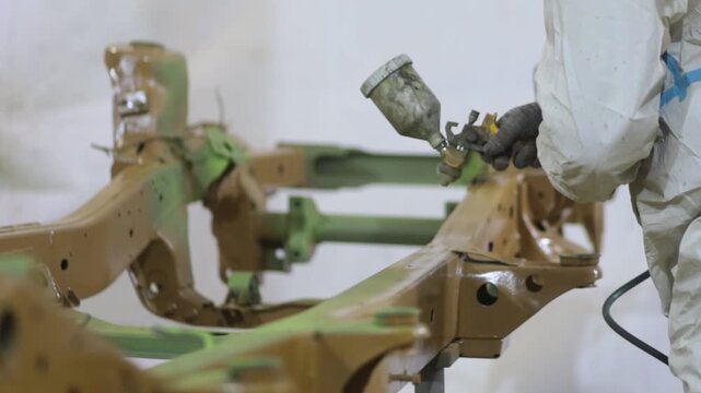 Treating the frame of an SUV with an anti-corrosion compound and acidic primer