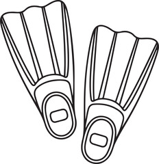 A pair of flippers isolated on a white background for coloring book. one line Art icon drawing vector © mst