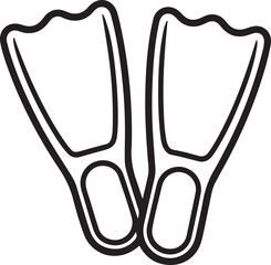 A pair of flippers isolated on a white background for coloring book. one line Art icon drawing vector © mst
