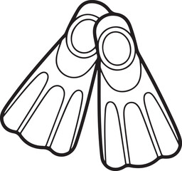 A pair of flippers isolated on a white background for coloring book. one line Art icon drawing vector © mst