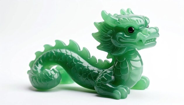 A Green Dragon Figurin Sitting On A White Surface