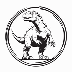 Prehistoric Dinosaur in Circular Nature Frame Image Vector On White Background © Edo