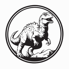 Prehistoric Dinosaur in Circular Nature Frame Image Vector On White Background © Edo